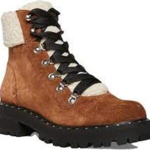 EUC Steve Madden Rainier Chestnut Suede Leather Lace-Up Platform Ankle Boots